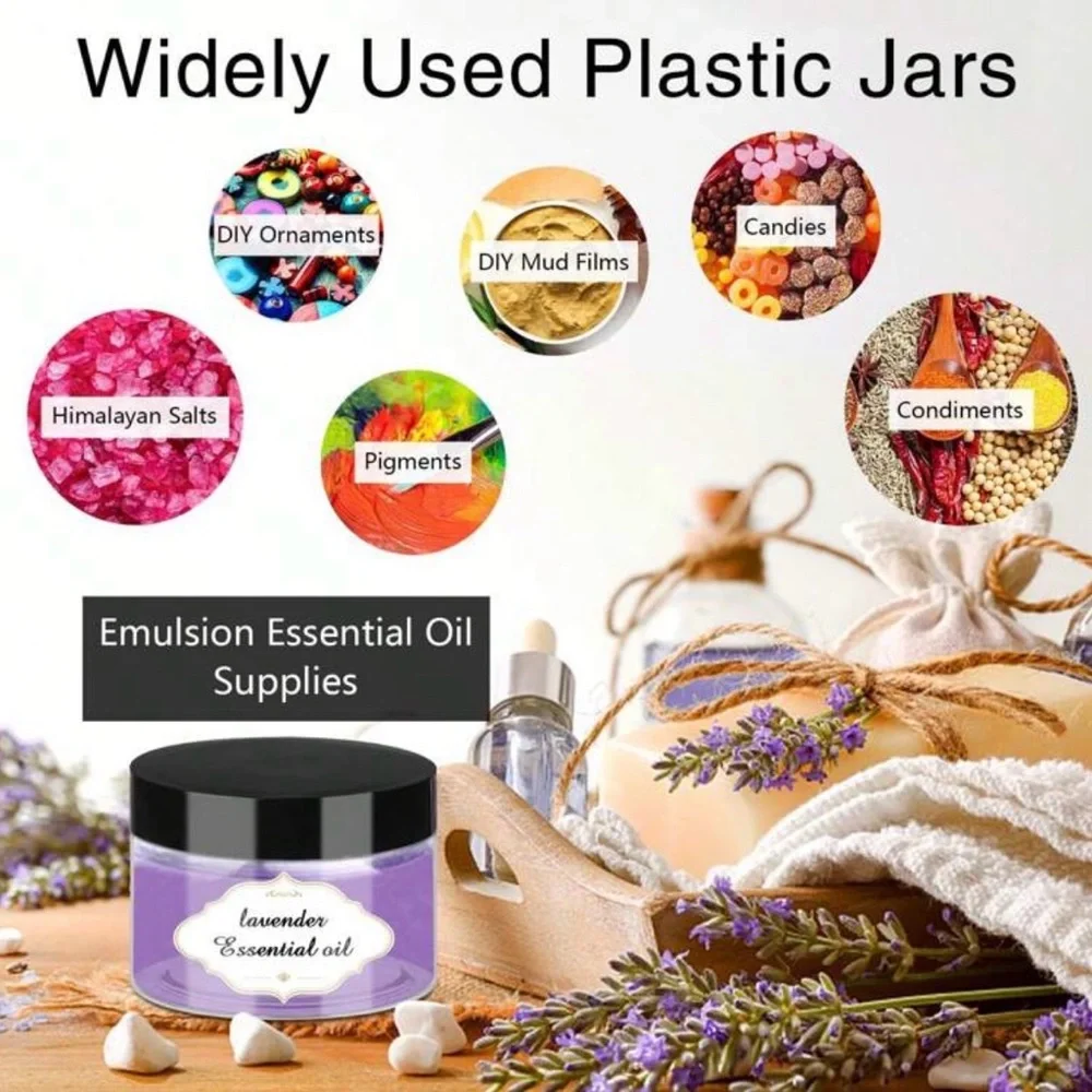 12 Pieces Black and Clear Storage Small Jars Set